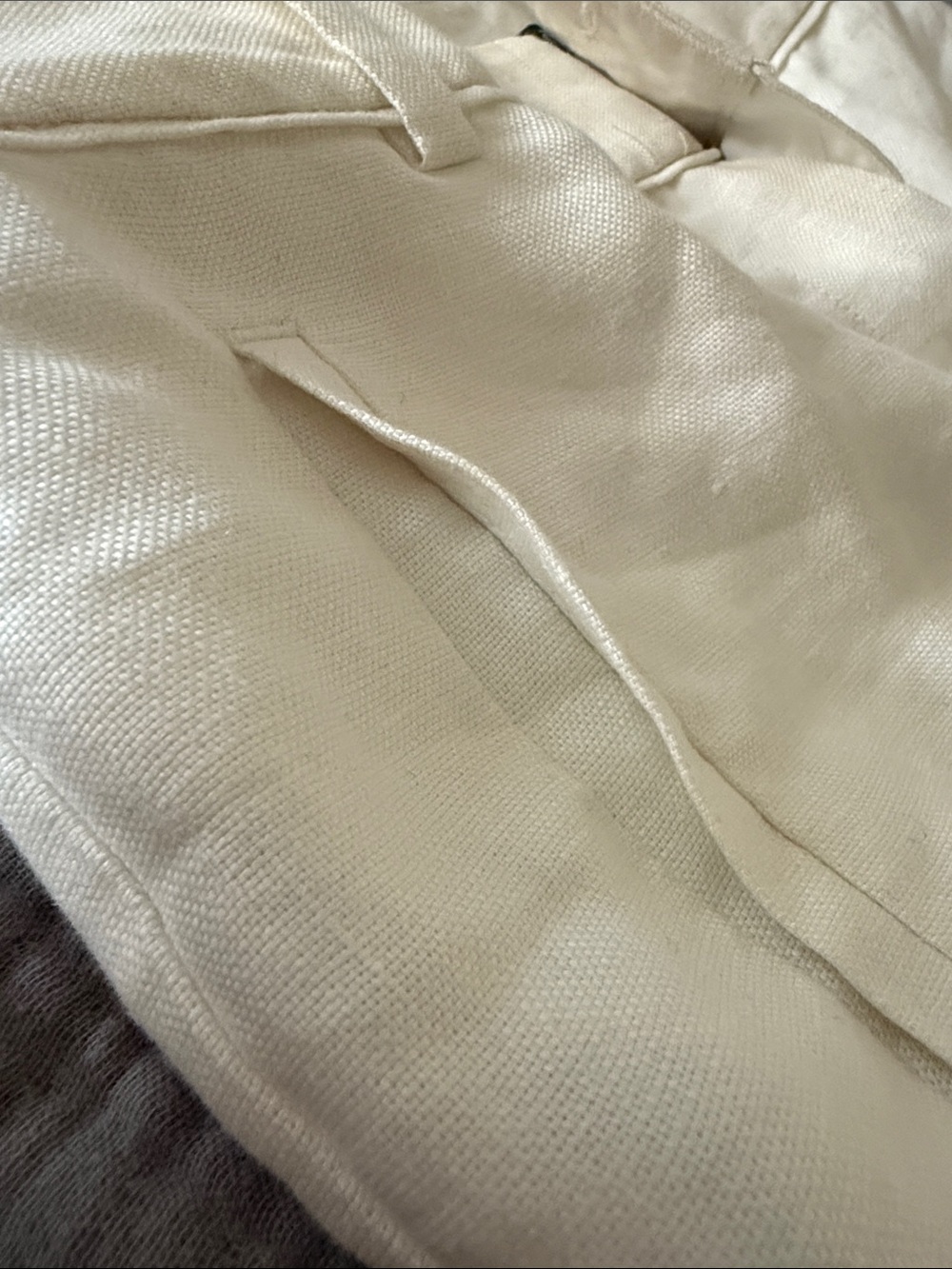 100% linen cream trousers with longer inseam - Picture 2 of 4